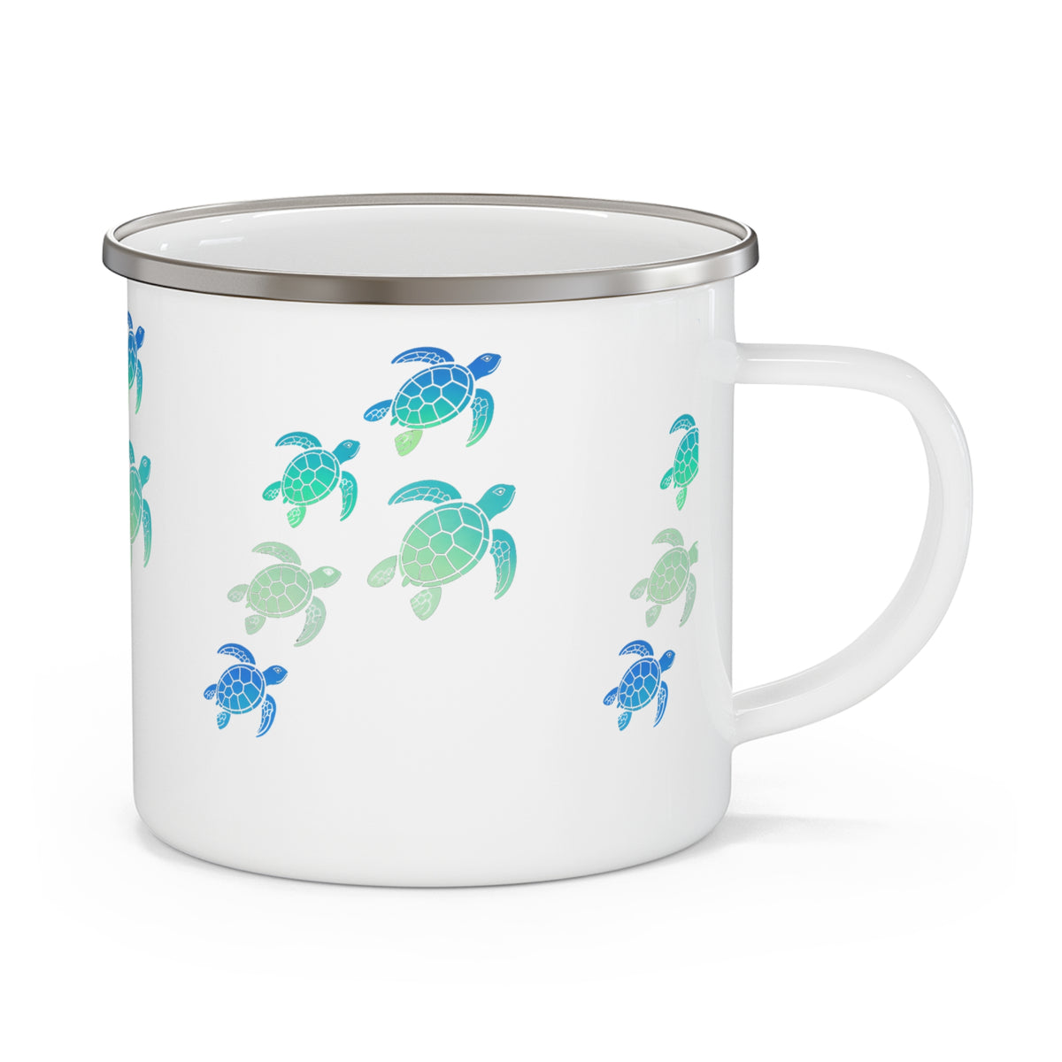 Turtle Pattern Enamel Camping Mug — Sea Turtle Camping Coffee Cup