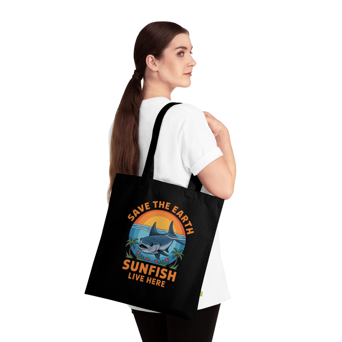 Save the Earth Sunfish Tote Bag — Organic Cotton Eco Beach Shopper