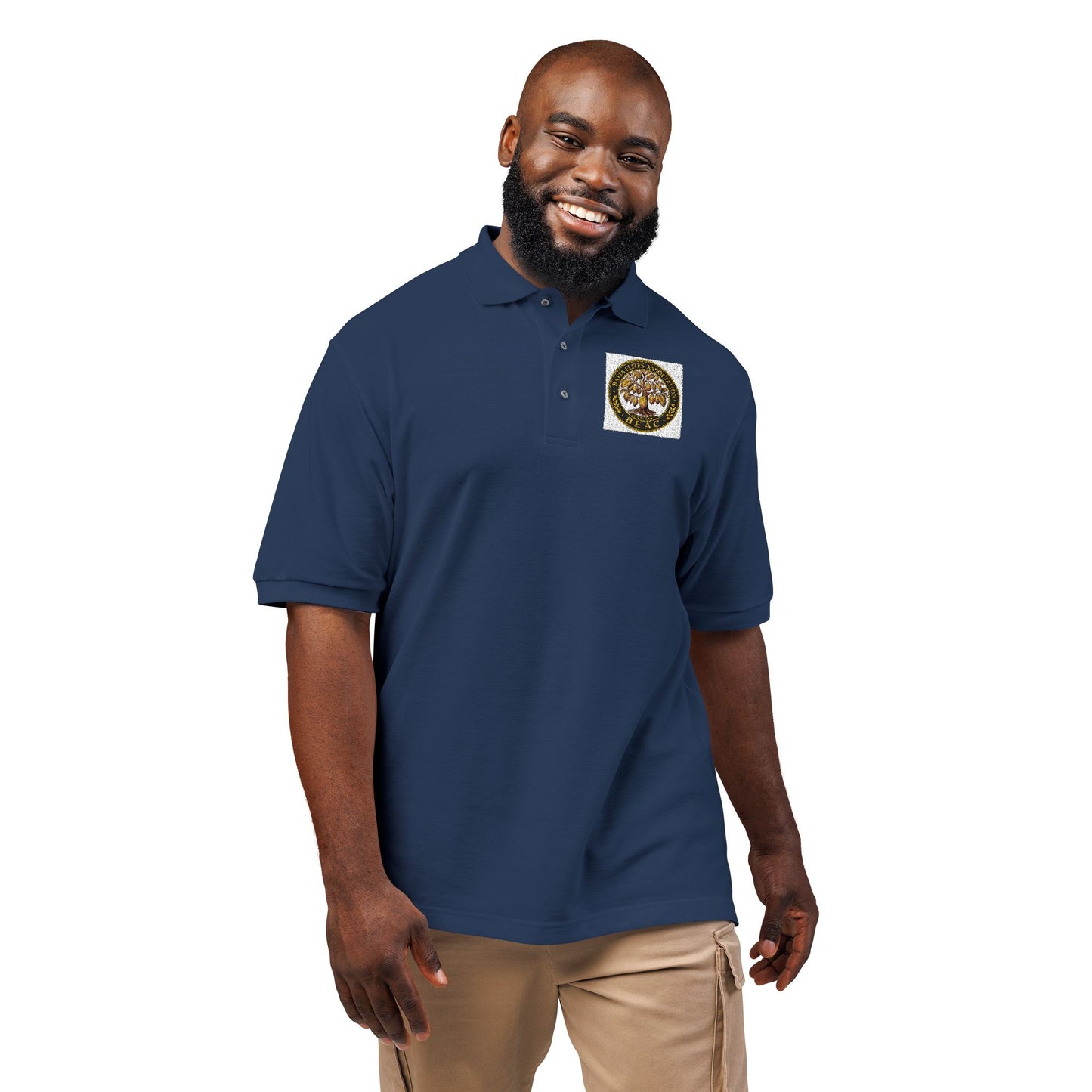 Embroidered Tree of Life Polo Shirt — Gold Foil Crest