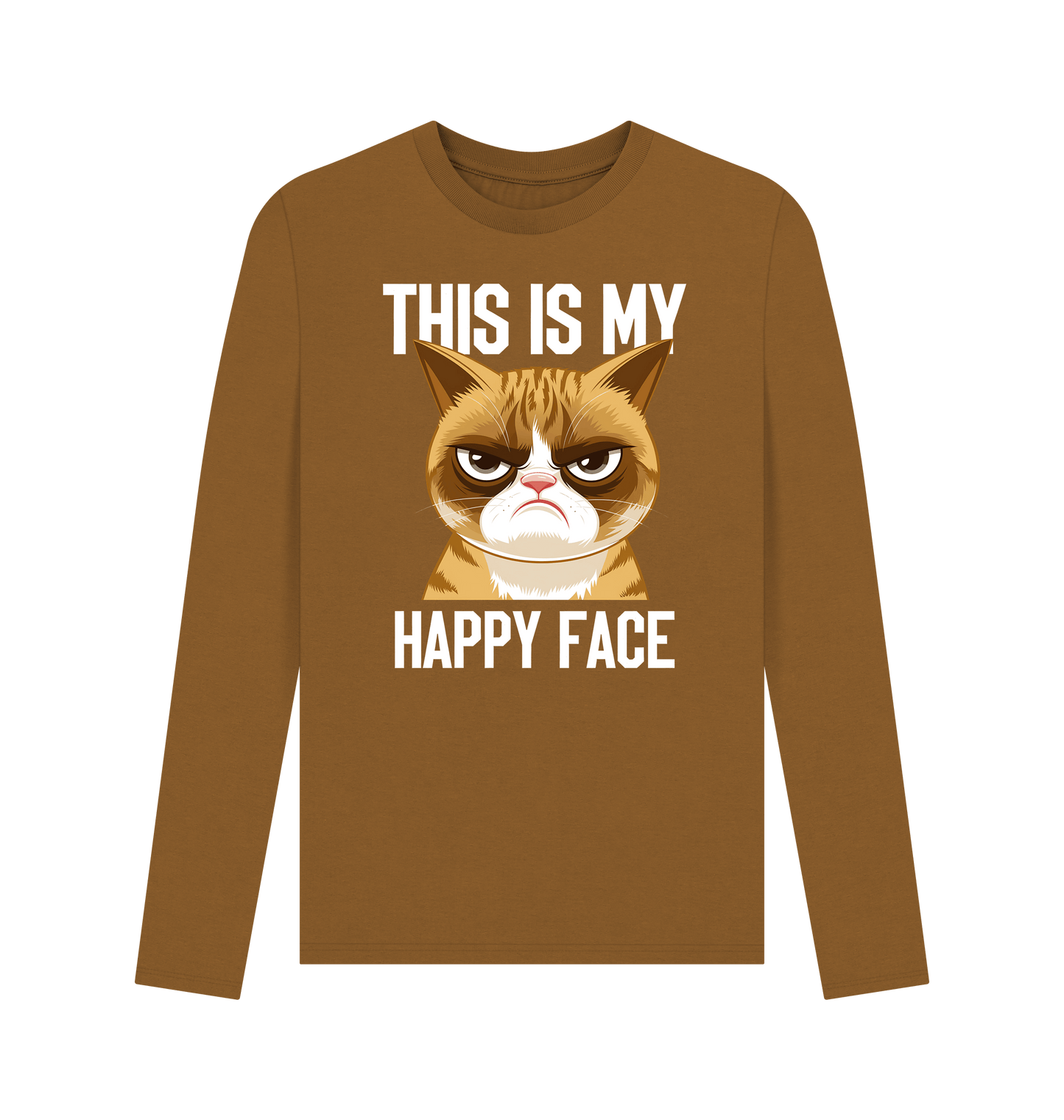 Brown Printed Long Sleeve T Shirt Front