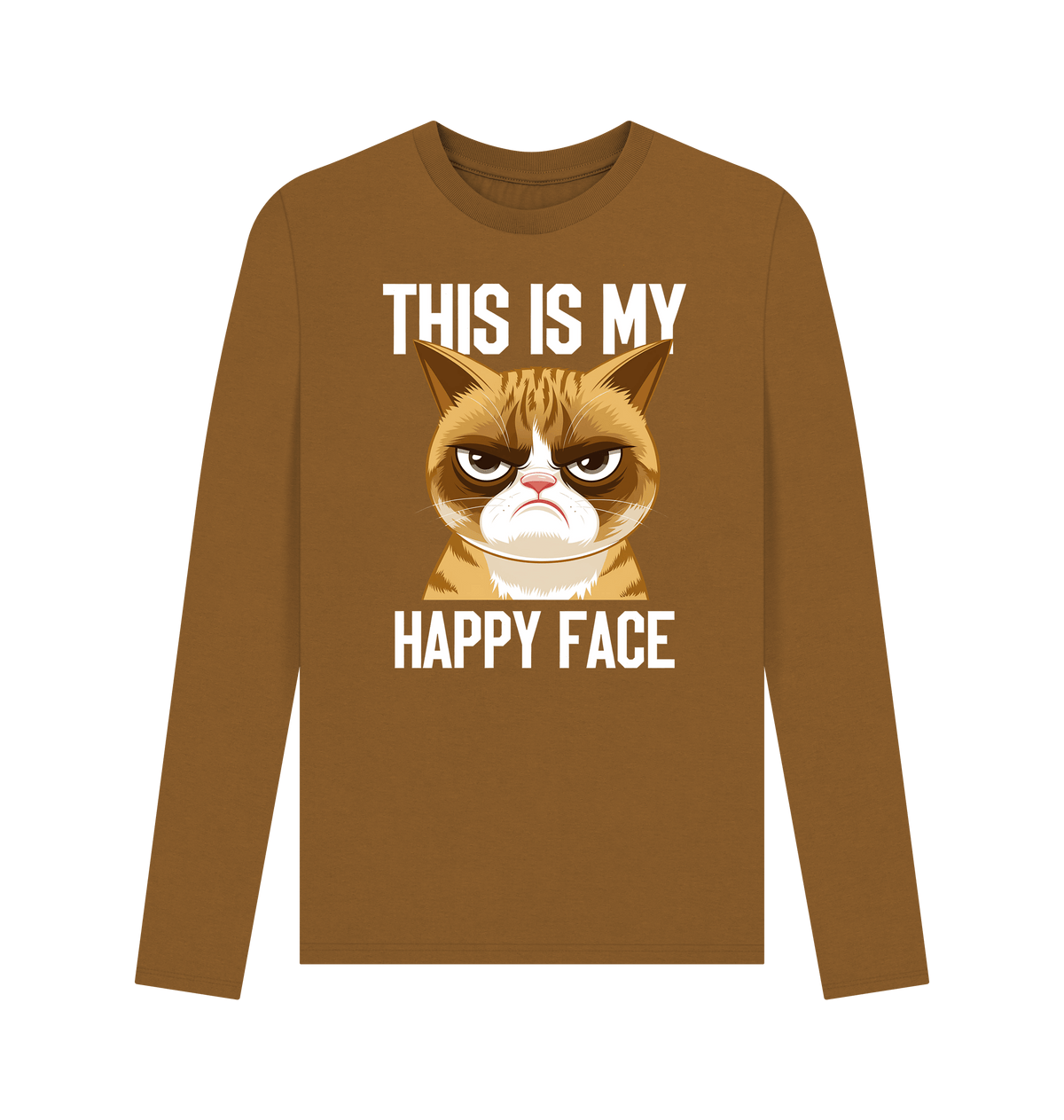 Brown Printed Long Sleeve T Shirt Front