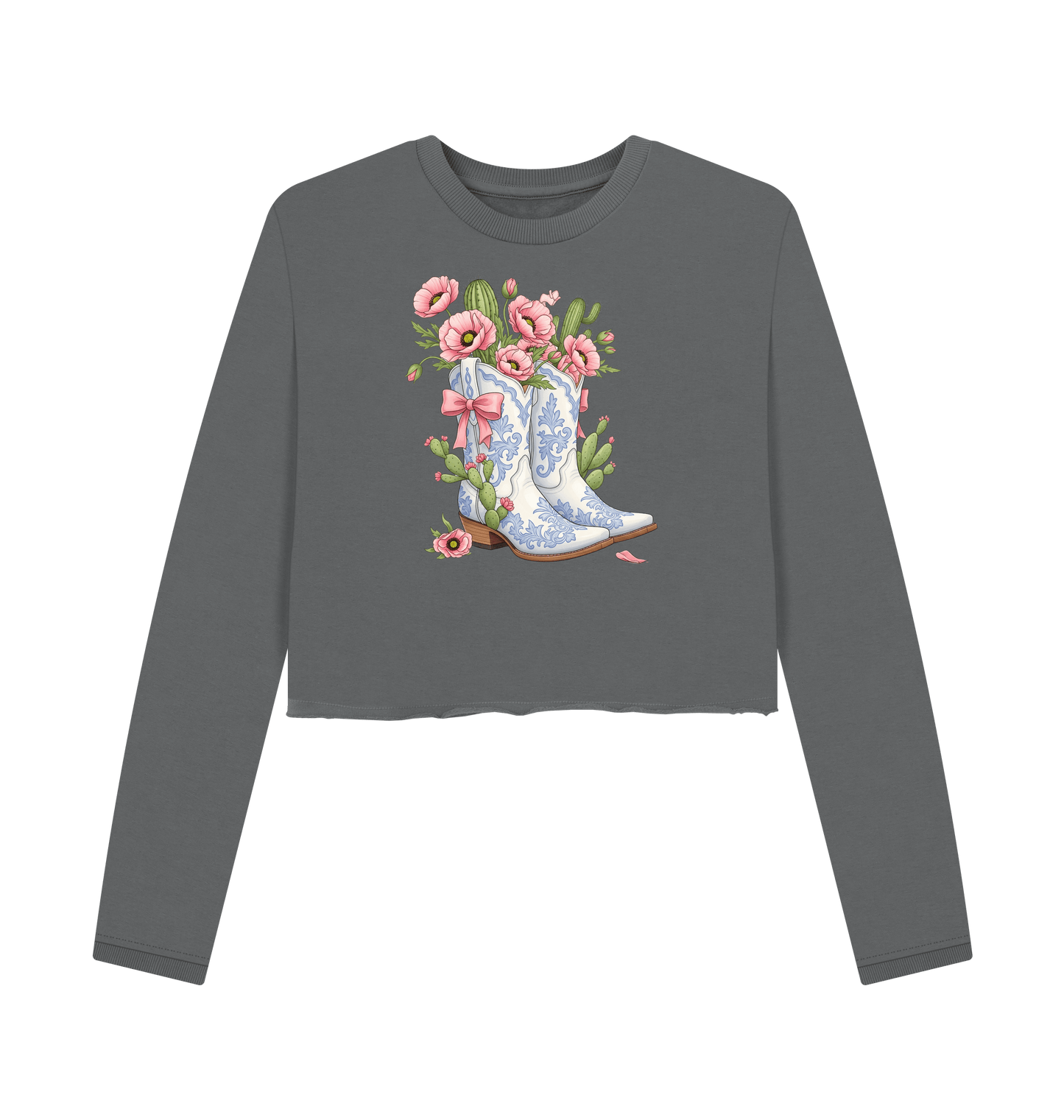Slate Grey Printed Boxy Jumpers Front
