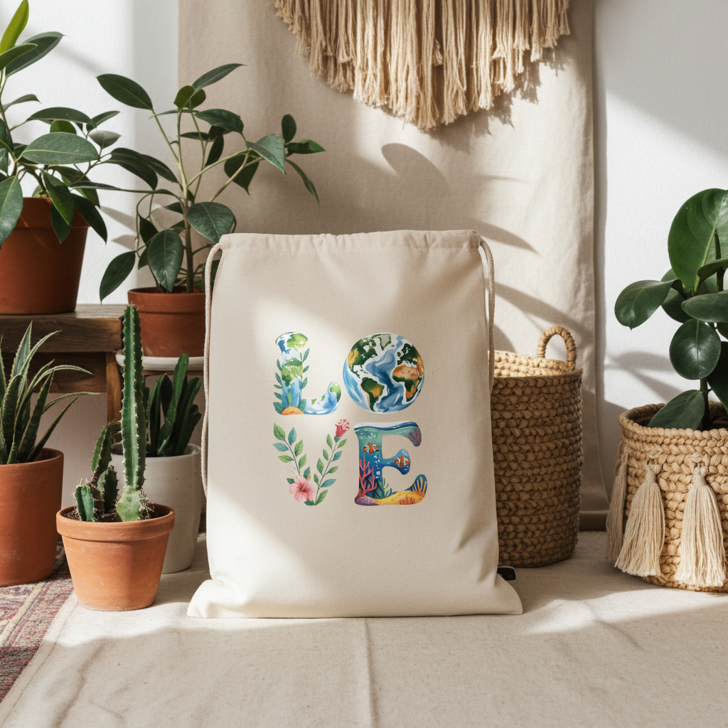 Eco-friendly LOVE Recycled Cotton Bag | Earth Day | Planet Re-imagined