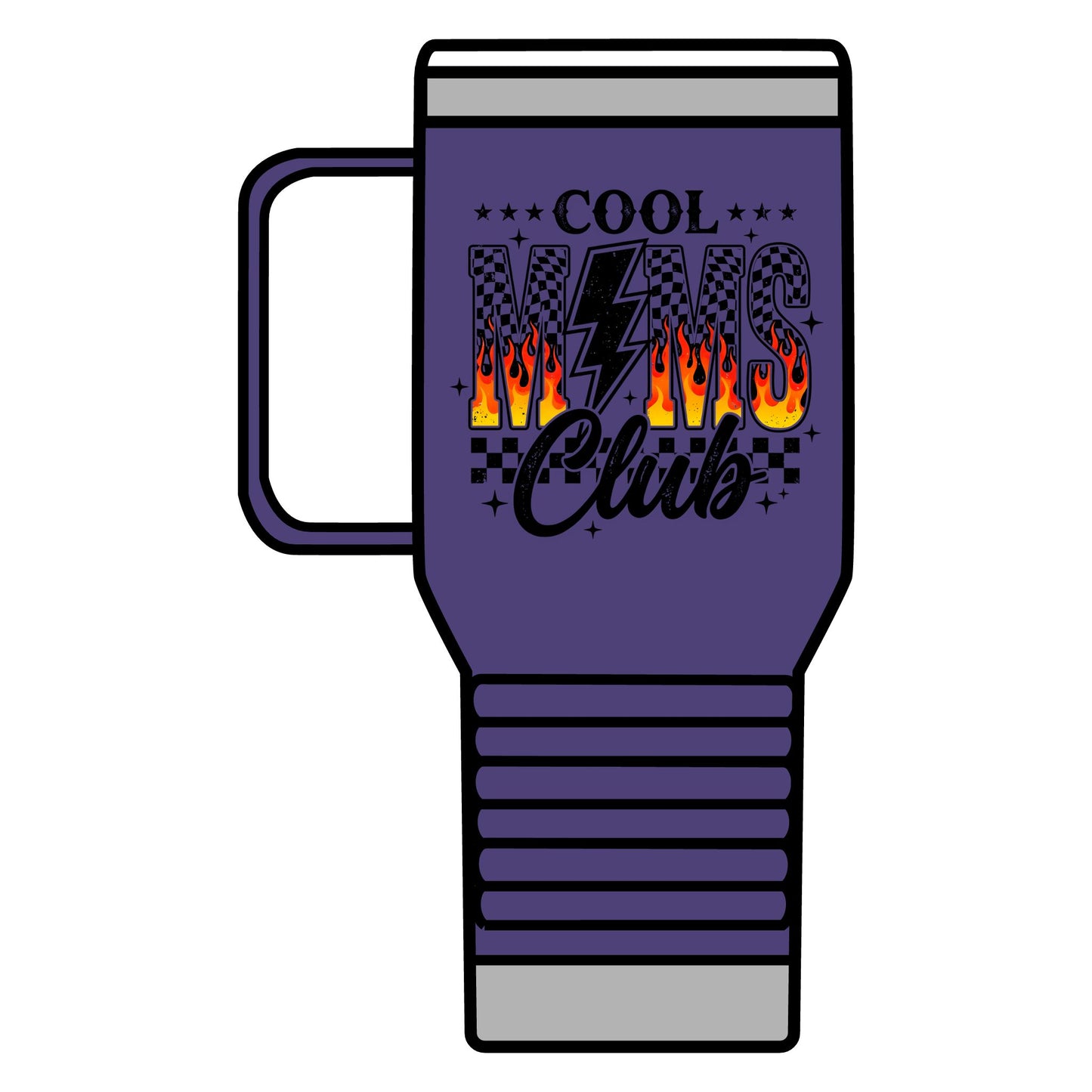 Cool Moms Club 20oz Travel Mug – Retro Flame Lightning Design