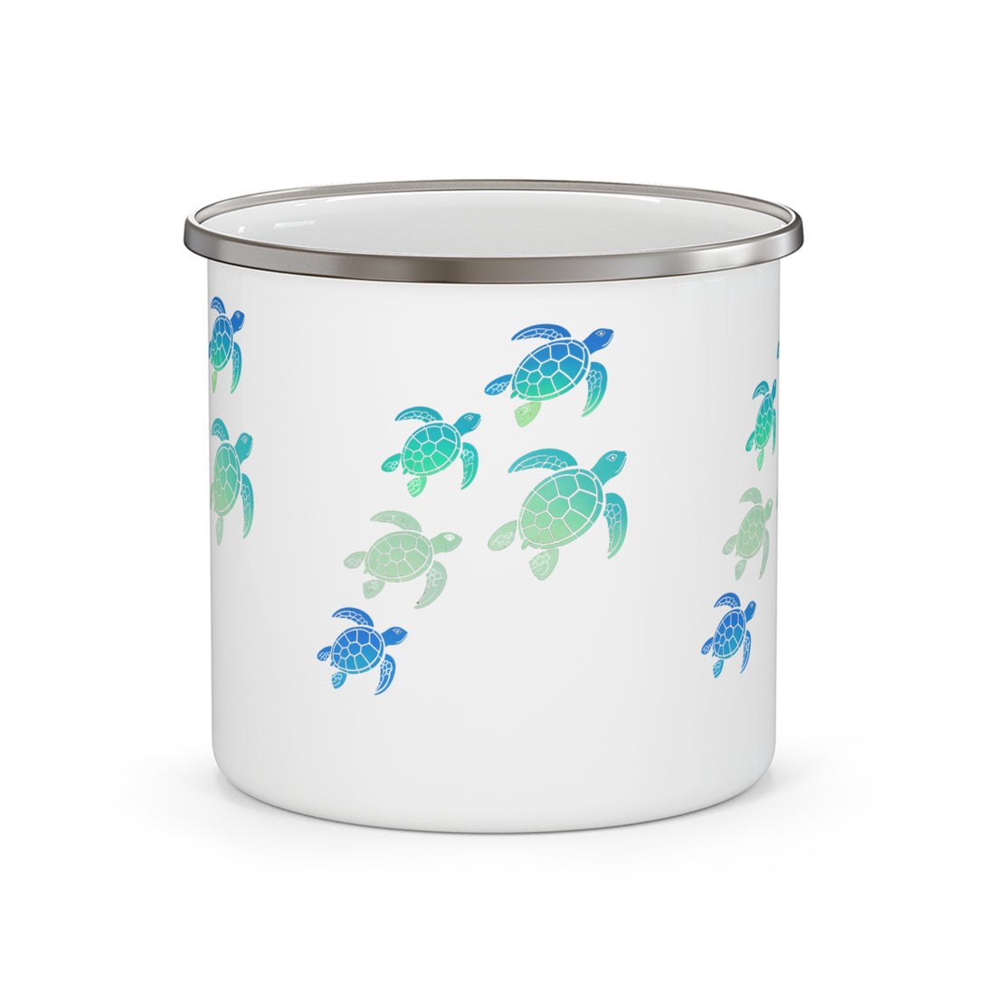Turtle Pattern Enamel Camping Mug — Sea Turtle Camping Coffee Cup