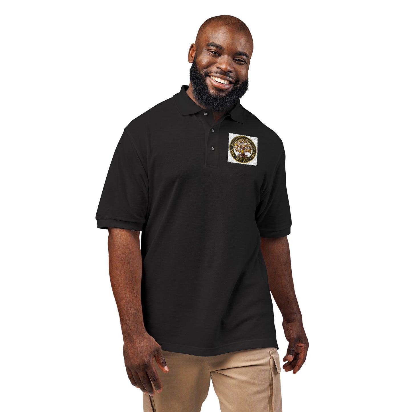 Embroidered Tree of Life Polo Shirt — Gold Foil Crest