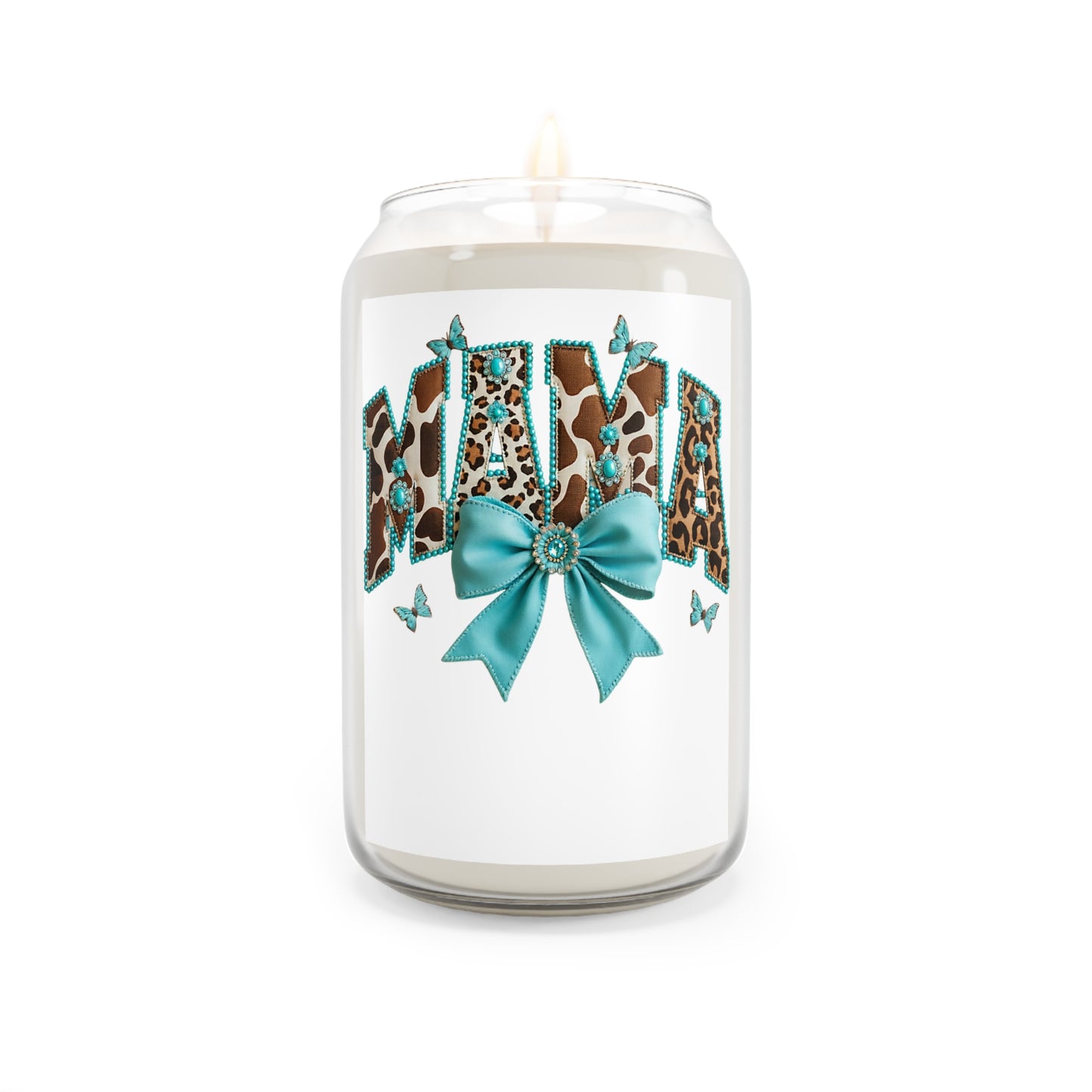 Aqua Leopard 'Mama' Soy Candle — 13.75 oz Scented Jar
