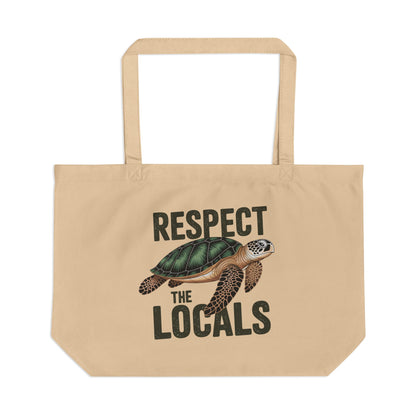 Tote Bag — "Respect the Locals" Sea Turtle Eco Tote (Beach, Ocean Conservation)