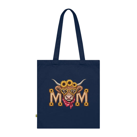 Mom Sunflower Cow Tote — Organic Cotton Mom Gift Tote Bag