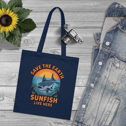 Save the Earth Sunfish Tote Bag — Organic Cotton Eco Beach Shopper
