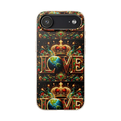 Biodegradable Phone Case — Vintage ‘LOVE’ Globe &amp; Crown Eco-Friendly Protective Cover