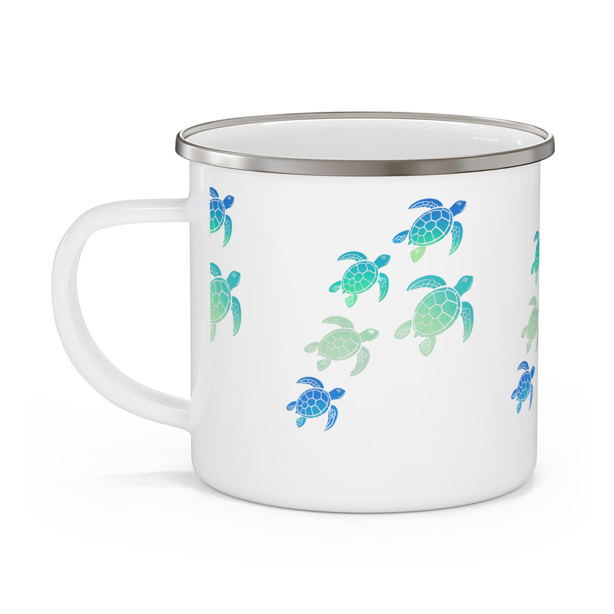 Turtle Pattern Enamel Camping Mug — Sea Turtle Camping Coffee Cup