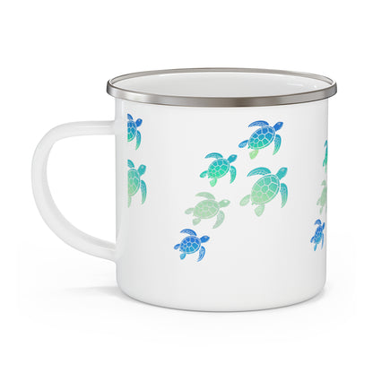 Turtle Pattern Enamel Camping Mug — Sea Turtle Camping Coffee Cup