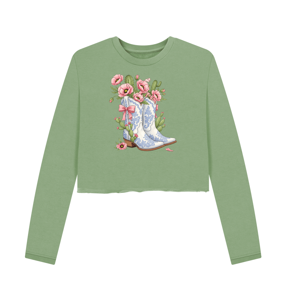 Sage Printed Boxy Jumpers Front