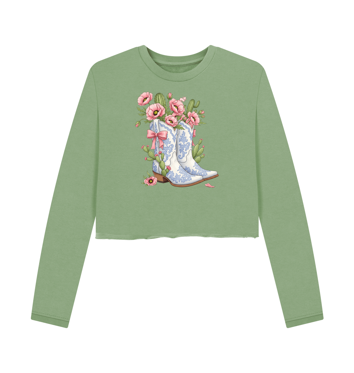 Sage Printed Boxy Jumpers Front