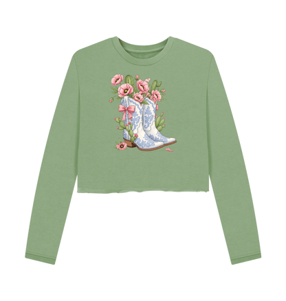 Sage Printed Boxy Jumpers Front