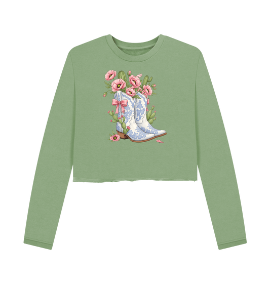 Sage Printed Boxy Jumpers Front