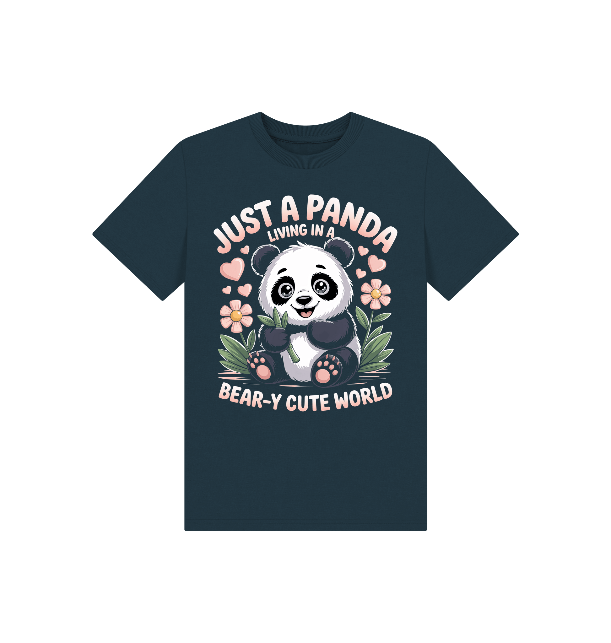 Denim Blue Printed Kids T-Shirt Front