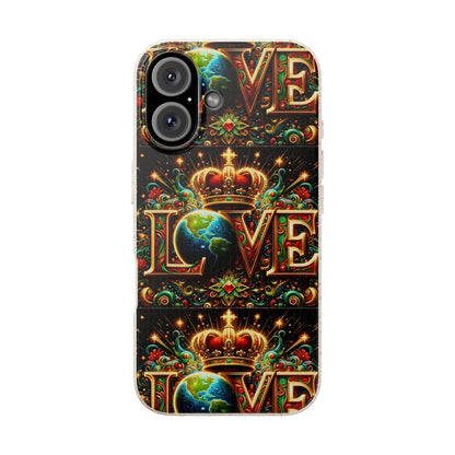 Biodegradable Phone Case — Vintage ‘LOVE’ Globe &amp; Crown Eco-Friendly Protective Cover