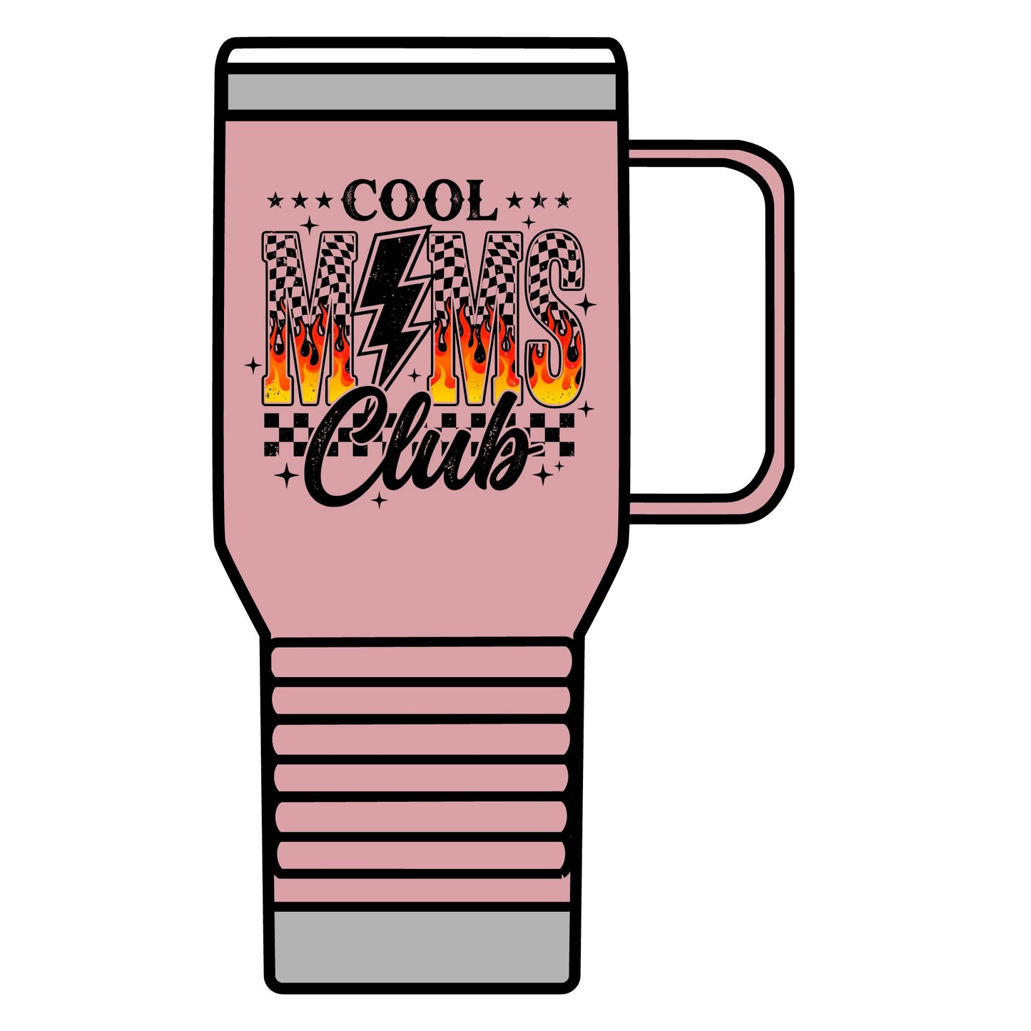 Cool Moms Club 20oz Travel Mug – Retro Flame Lightning Design