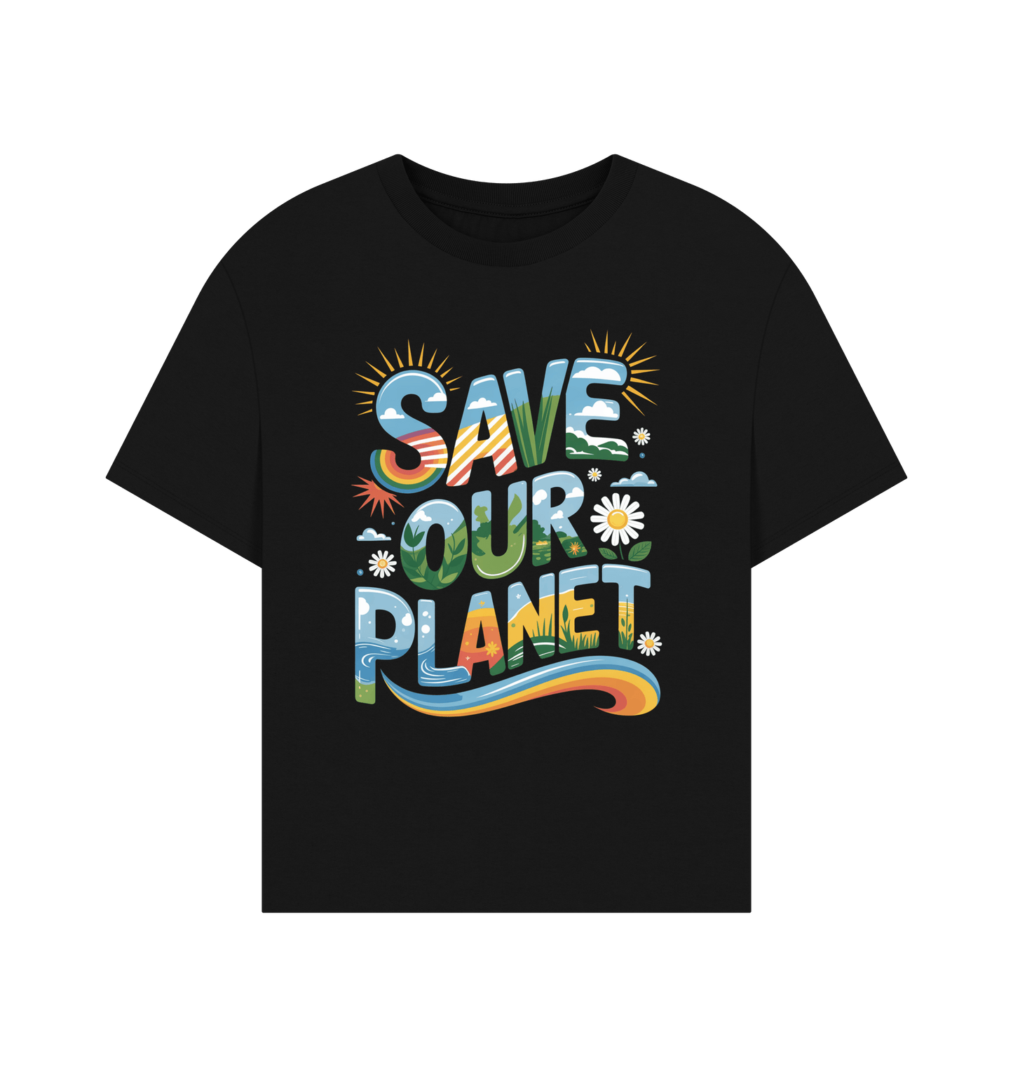Black Printed T-shirt Front