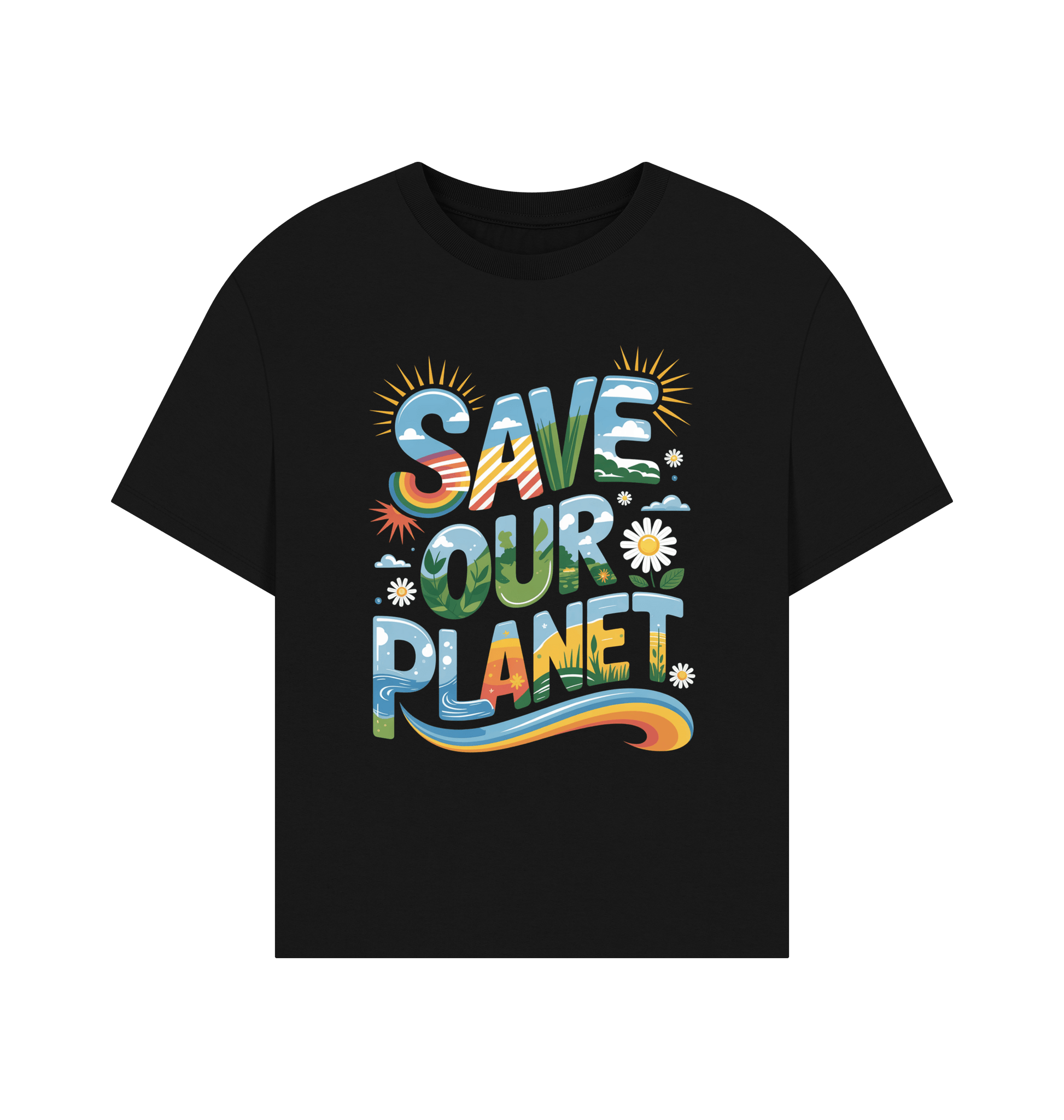 Black Printed T-shirt Front