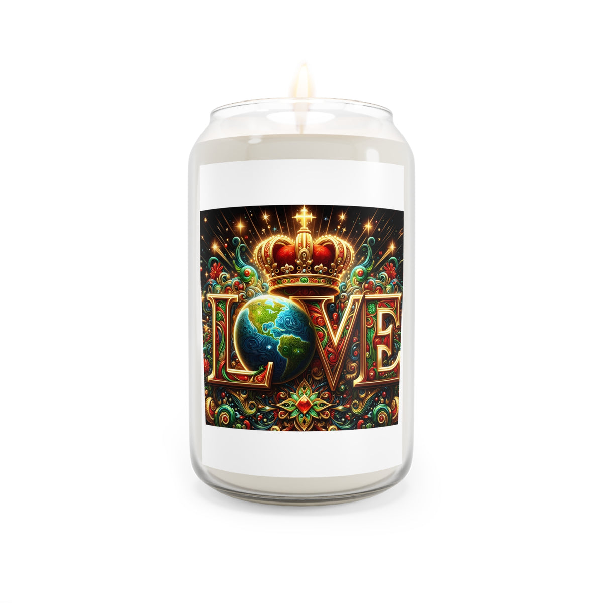 Love Earth Soy Candle — 13.75oz Scented Jar (Crown &amp; Globe Design)
