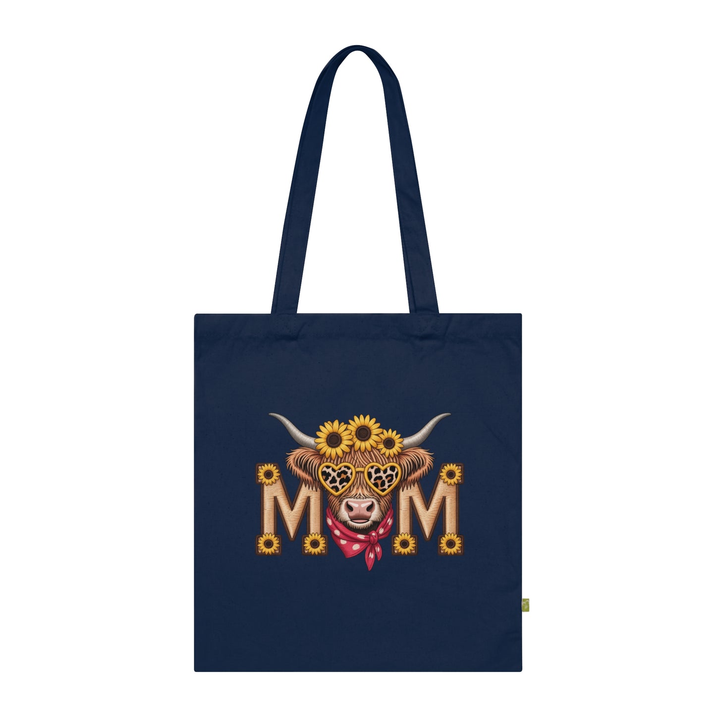 Mom Sunflower Cow Tote — Organic Cotton Mom Gift Tote Bag