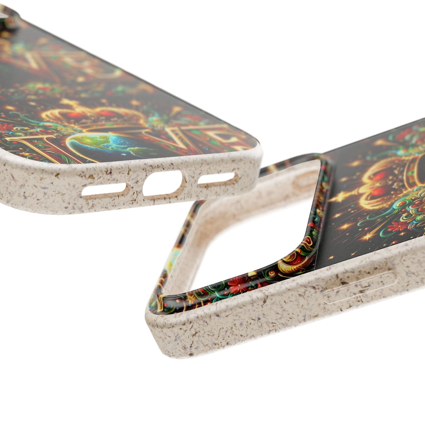 Biodegradable Phone Case — Vintage ‘LOVE’ Globe & Crown Eco-Friendly Protective Cover
