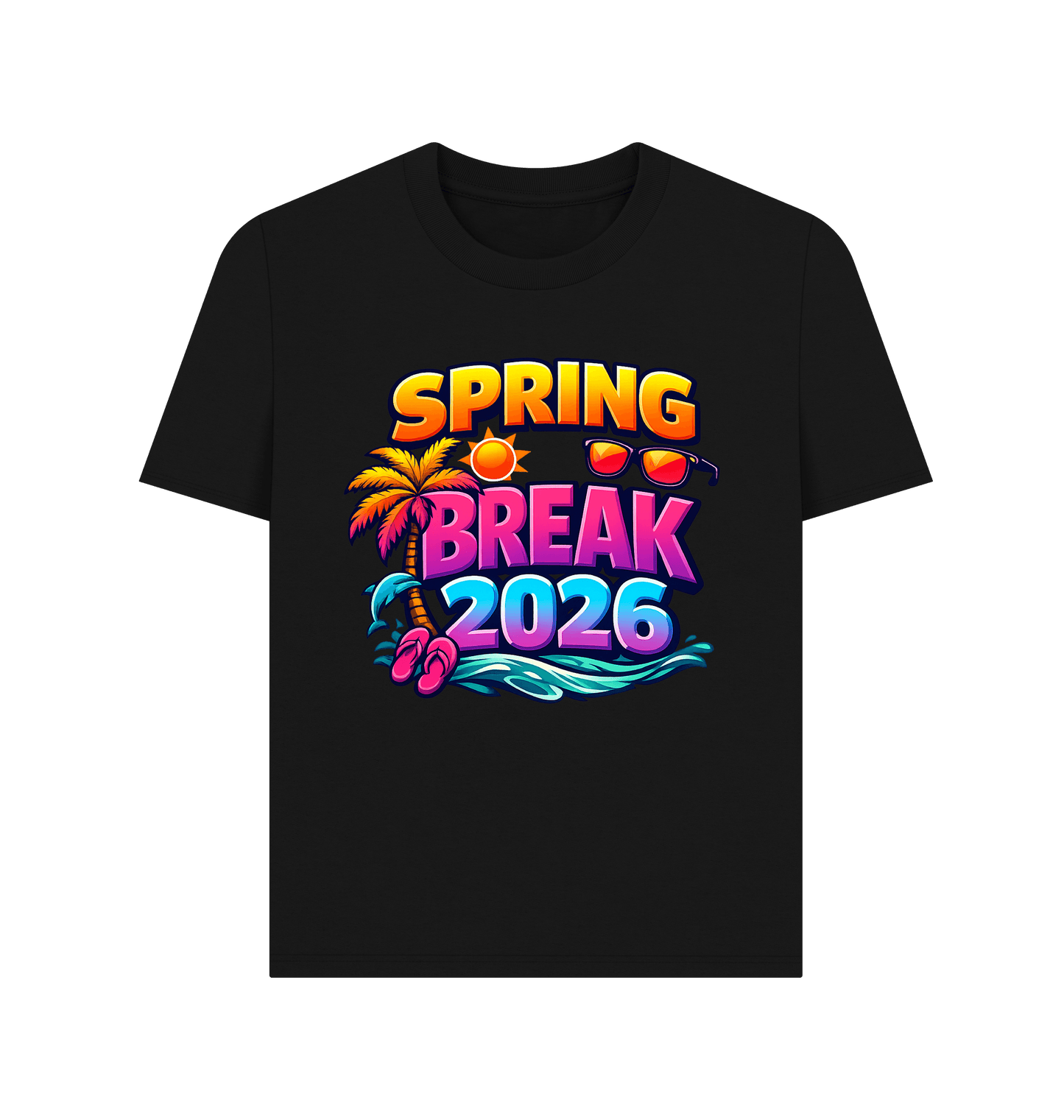 Black Printed T-shirt Front