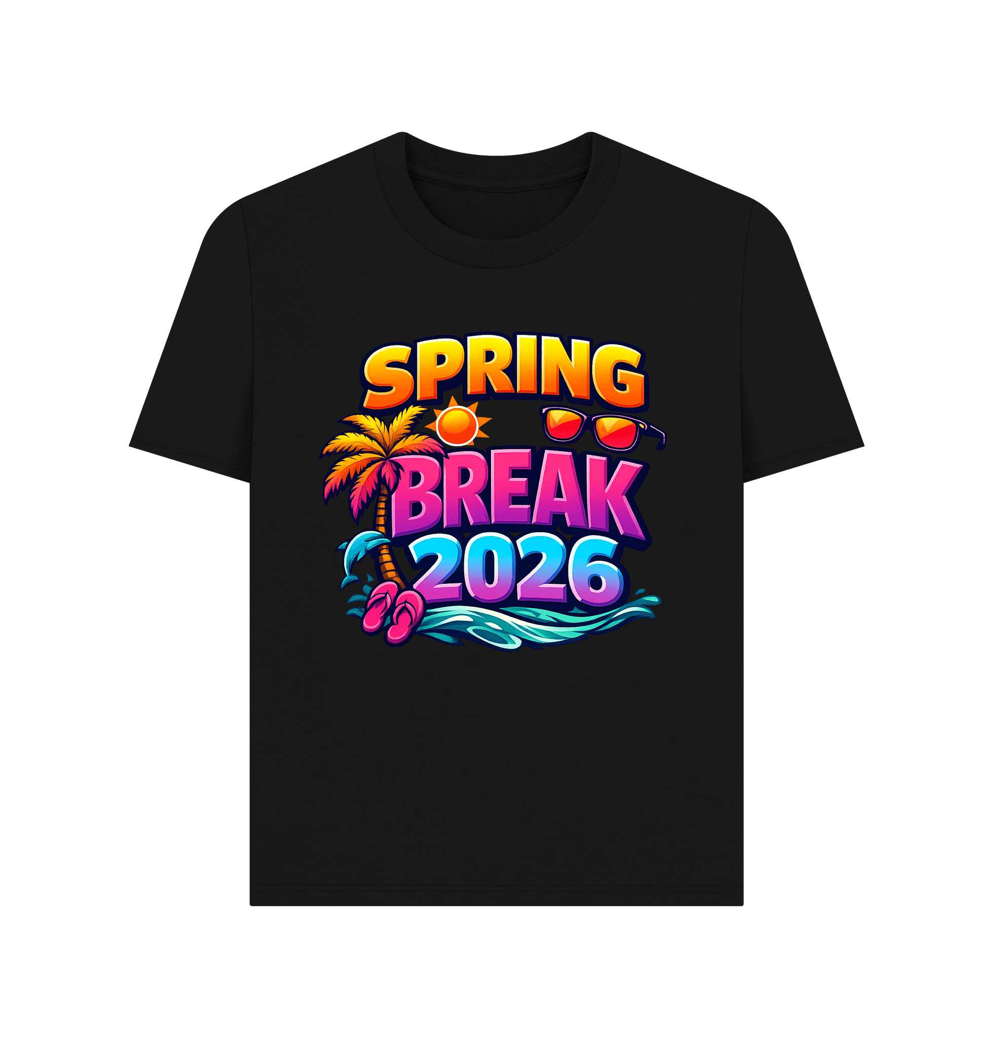 Black Printed T-shirt Front