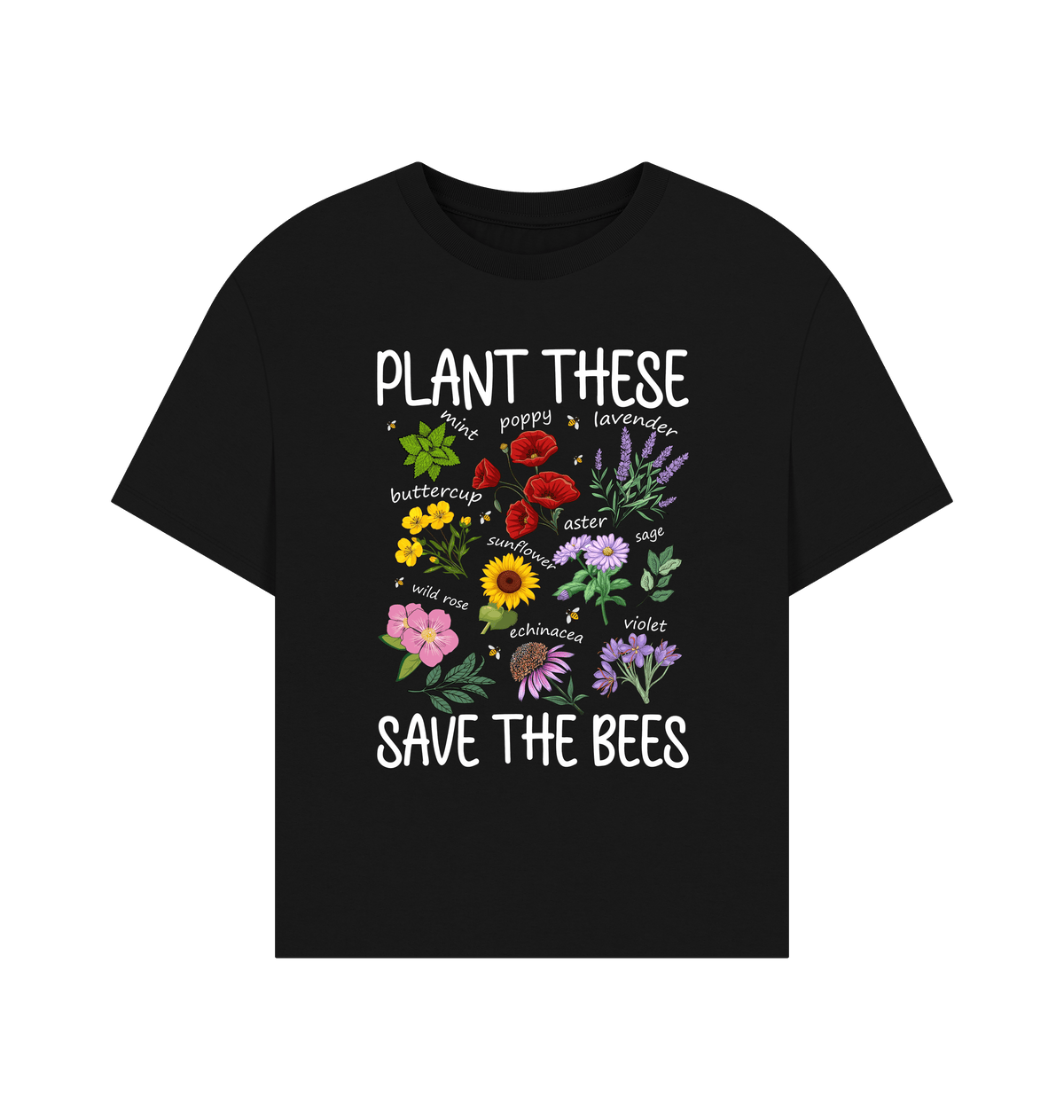 Black Printed T-shirt Front