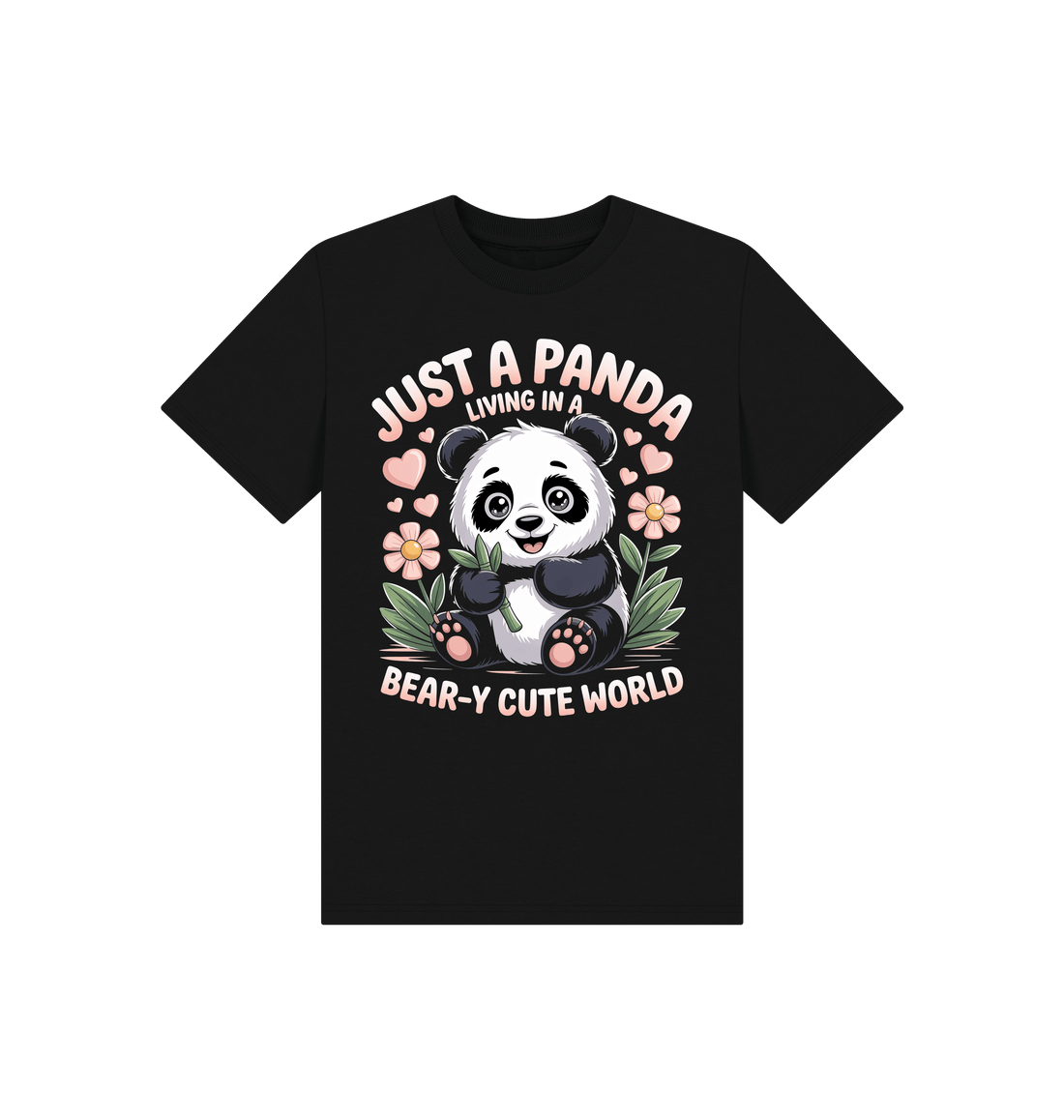 Black Printed Kids T-Shirt Front