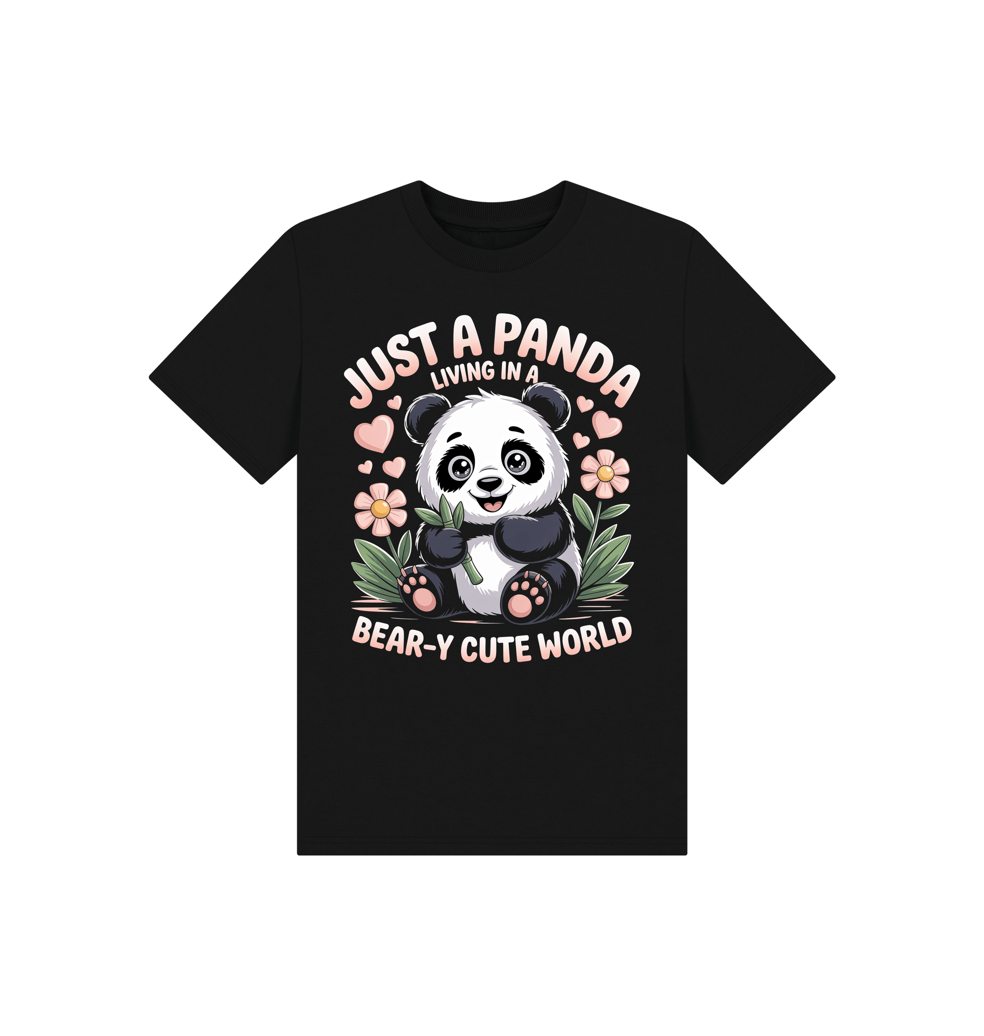 Black Printed Kids T-Shirt Front