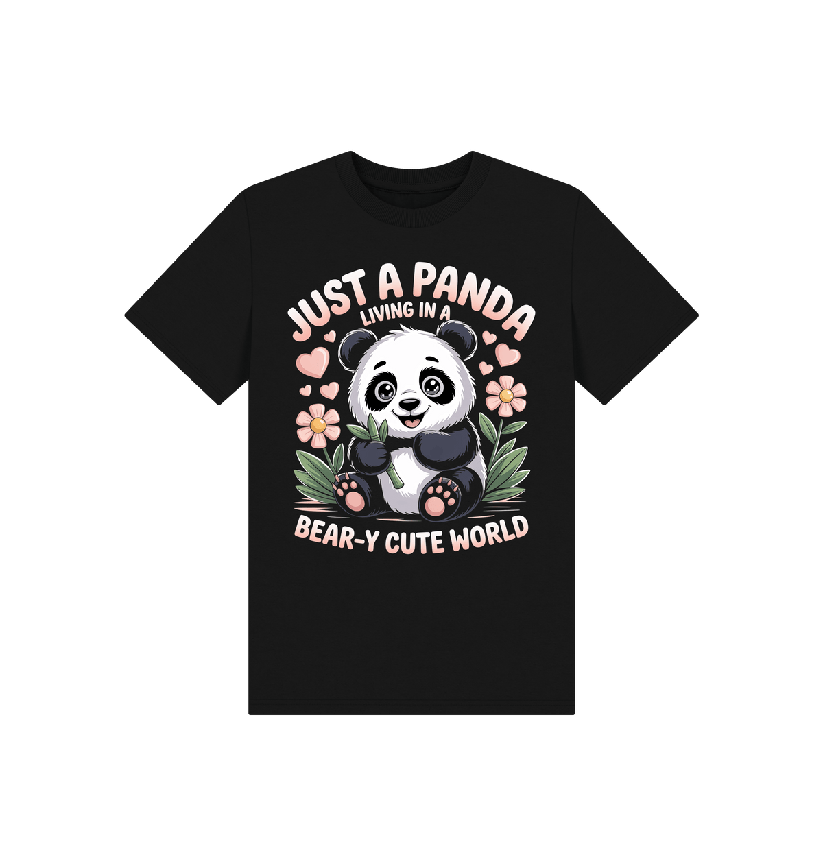 Black Printed Kids T-Shirt Front
