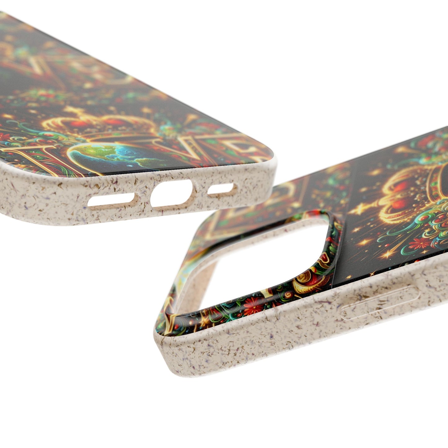 Biodegradable Phone Case — Vintage ‘LOVE’ Globe & Crown Eco-Friendly Protective Cover