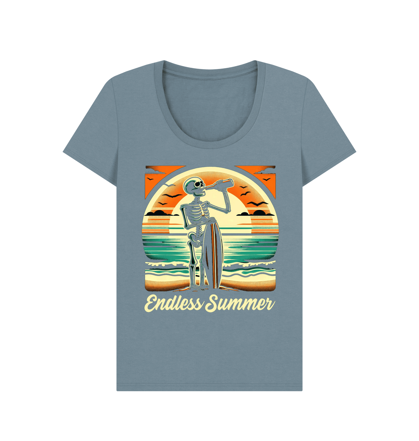 Stone Blue Printed T-shirt Front