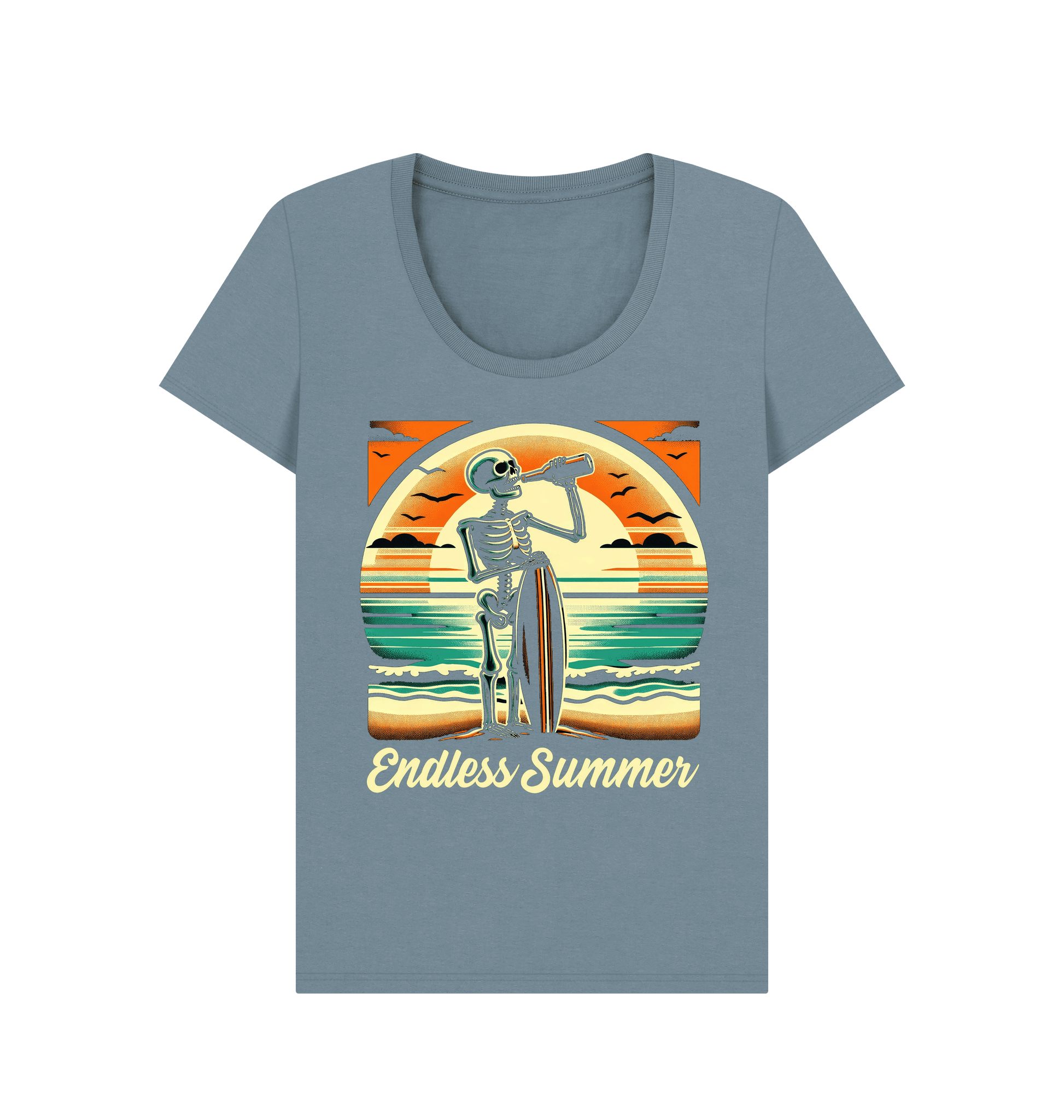 Stone Blue Printed T-shirt Front