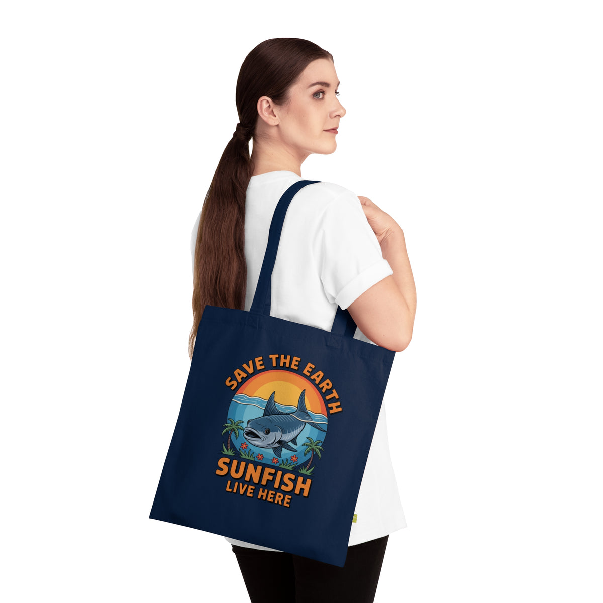 Save the Earth Sunfish Tote Bag — Organic Cotton Eco Beach Shopper