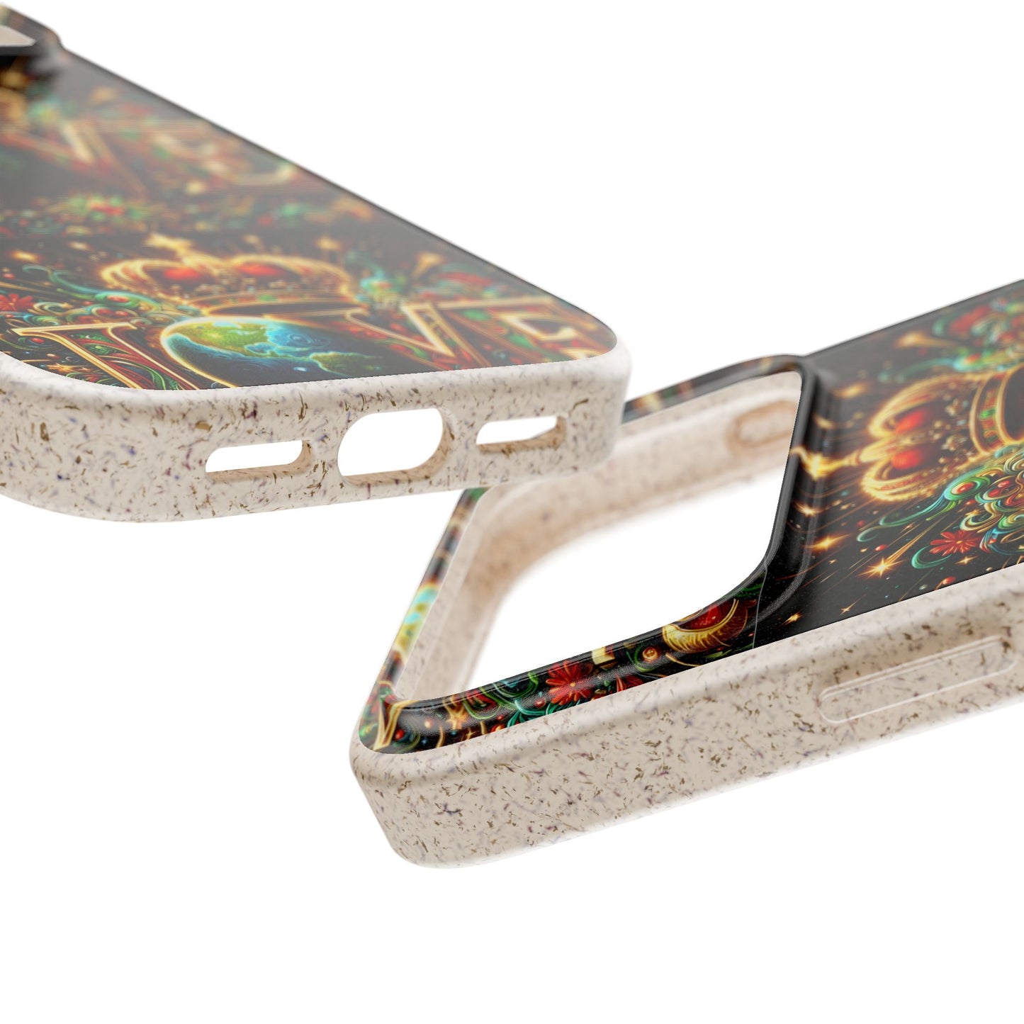 Biodegradable Phone Case — Vintage ‘LOVE’ Globe & Crown Eco-Friendly Protective Cover