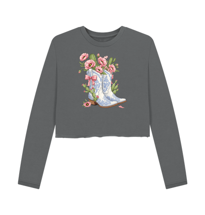 Slate Grey Printed Boxy Jumpers Front