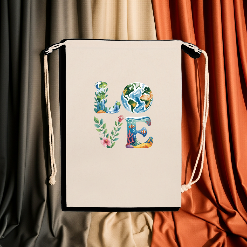Eco-friendly LOVE Recycled Cotton Bag | Earth Day | Planet Re-imagined