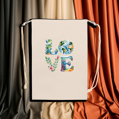 Eco-friendly LOVE Recycled Cotton Bag | Earth Day | Planet Re-imagined