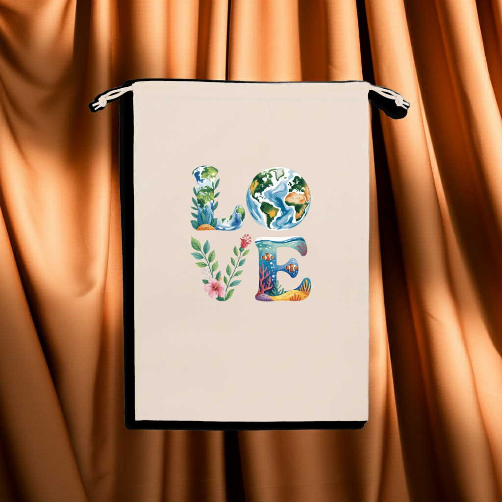 Eco-friendly LOVE Recycled Cotton Bag | Earth Day | Planet Re-imagined
