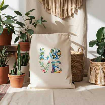 Eco-friendly LOVE Recycled Cotton Bag | Earth Day | Planet Re-imagined