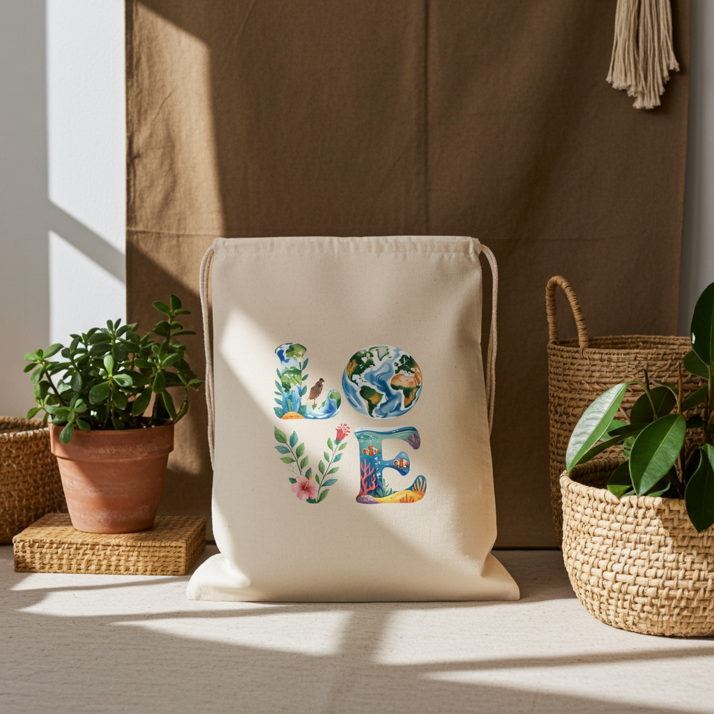 Eco-friendly LOVE Recycled Cotton Bag | Earth Day | Planet Re-imagined