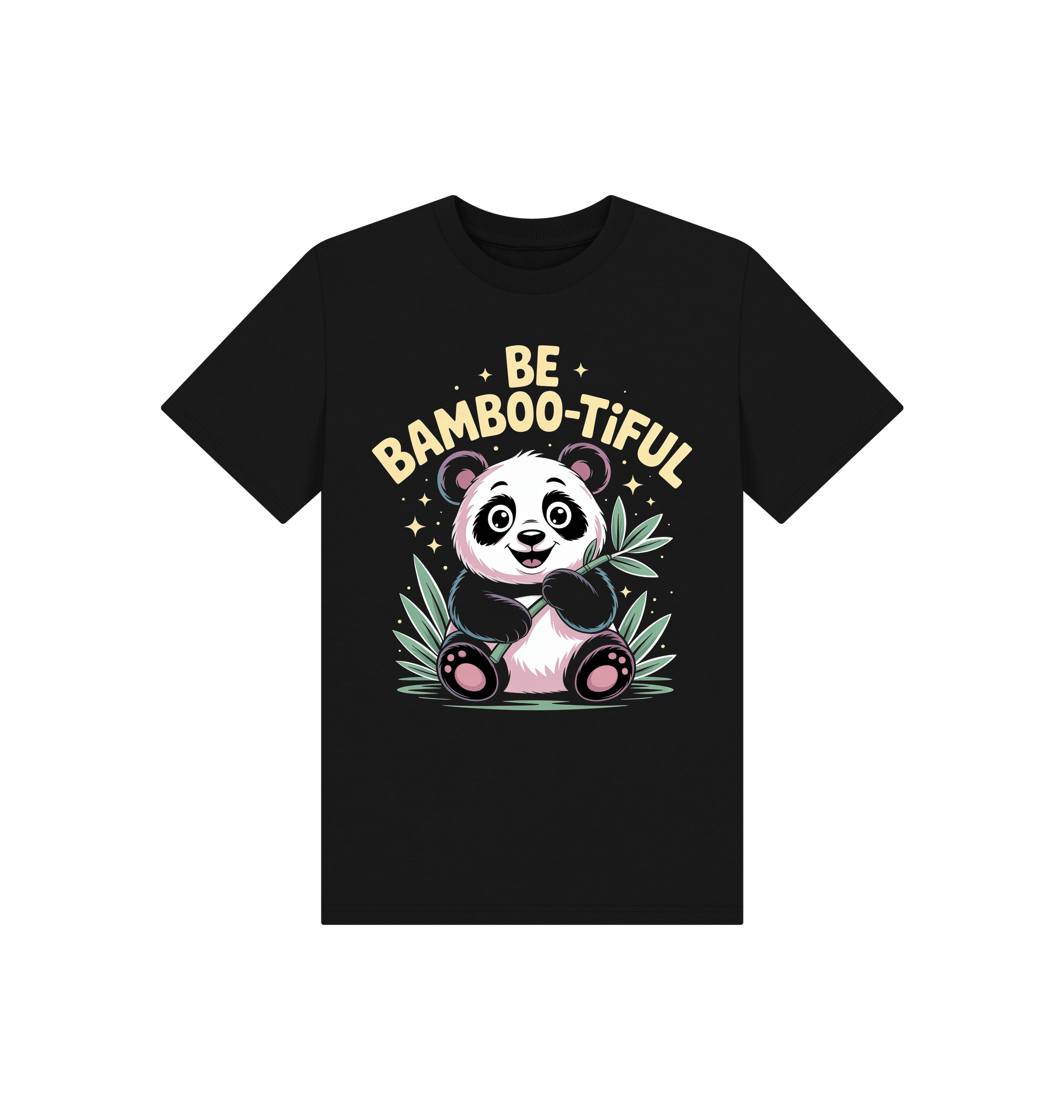 Black Printed Kids T-Shirt Front