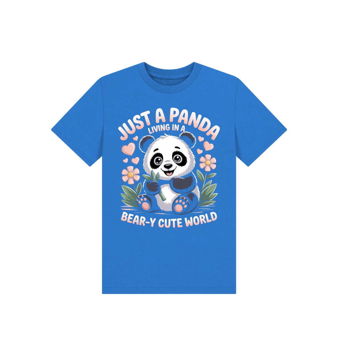 Bright Blue Printed Kids T-Shirt Front