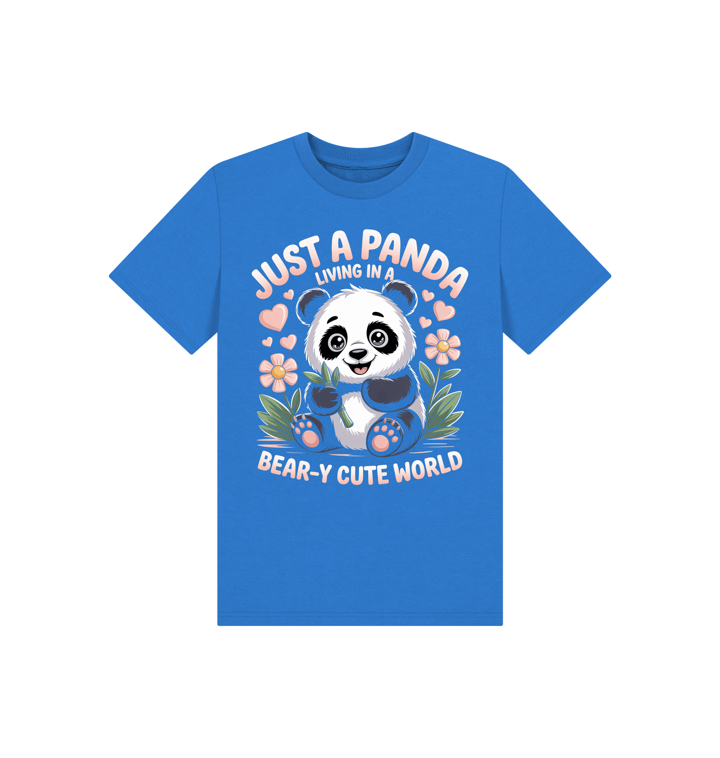 Bright Blue Printed Kids T-Shirt Front