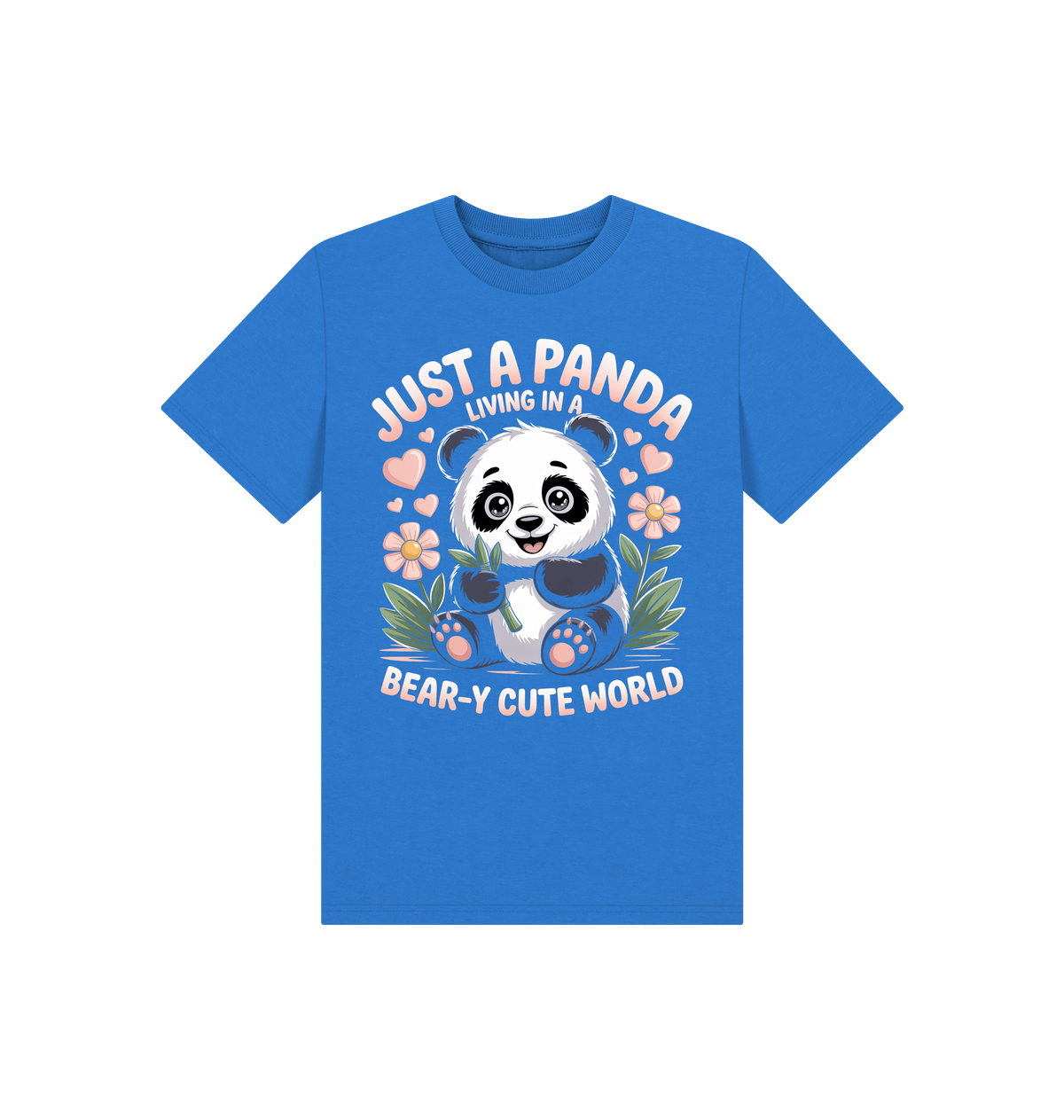 Bright Blue Printed Kids T-Shirt Front